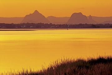 Glass House Mountains sunset from Bribie Island.jpg